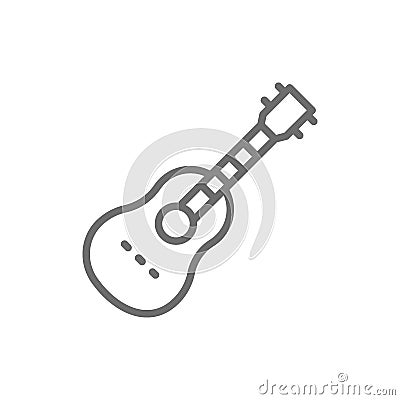 Acoustic guitar, string musical instrument line icon. Vector Illustration