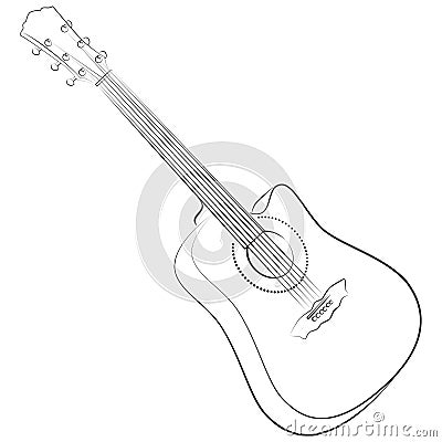 Acoustic guitar. Vector illustration colorless Vector Illustration