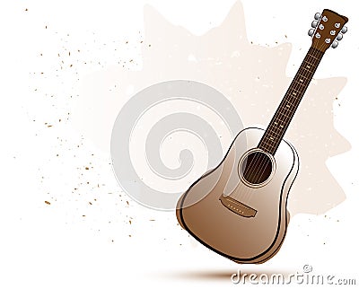 Acoustic guitar in water color style Vector Illustration