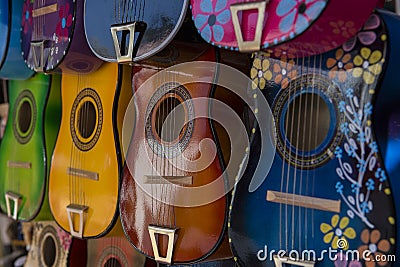 Acoustic Guitars on display Stock Photo