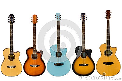 Acoustic guitars isolated on white background Stock Photo