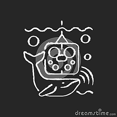 Acoustic recording package chalk white icon on black background Vector Illustration