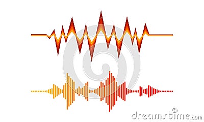 Acoustic Soundwave or Audible Sound Track with Graph Vibration Vector Set Vector Illustration