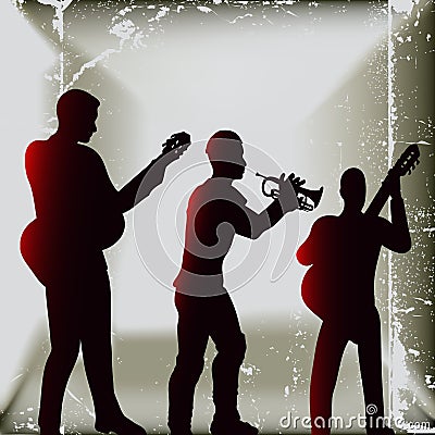 Acoustic Trio Background Vector Illustration