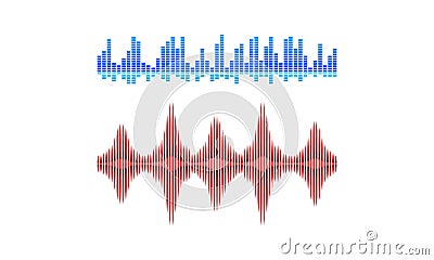 Acoustic Waves as Audible Sound with Compression and Decompression Vector Set Vector Illustration