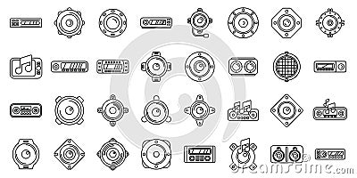 Acoustics car icons set outline vector. Music sound system Vector Illustration