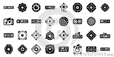 Acoustics car icons set simple vector. Music sound system Vector Illustration