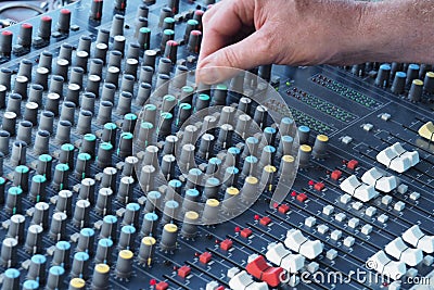 Acoustics console when tuning the sound Stock Photo