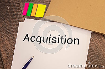 Acquiring highlighted in green, under the heading Acquisition Stock Photo