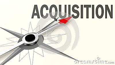 Acquisition word on compass with red arrow Stock Photo