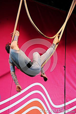 Acrobat on stage Stock Photo