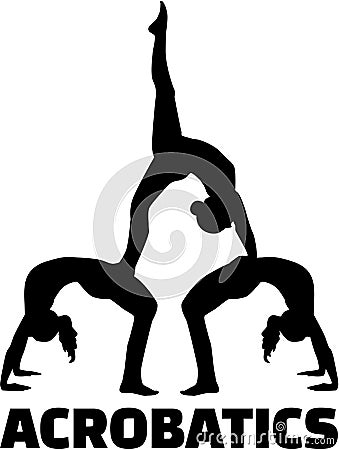 Acrobatics silhouette with word Vector Illustration
