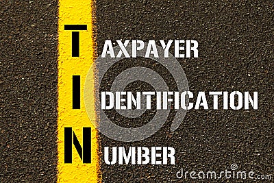 Acronym TIN - Taxpayer Identification Number. Stock Photo