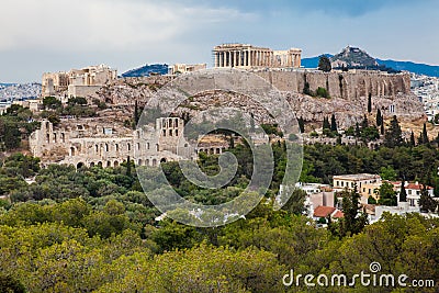 The Acropolis at Athens city in a beautiful early spring day Stock Photo