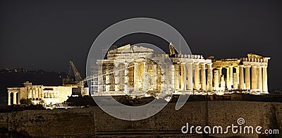 Acropolis of Athens by night. Parthenon. Greece Stock Photo
