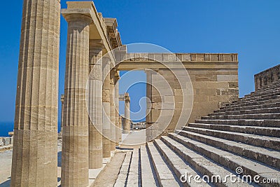 Acropolis of Lindos archeological site at Rhodes Island Greece Stock Photo