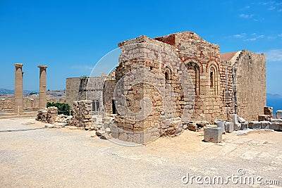 Acropolis of Lindos. Rhodes, Greece Stock Photo