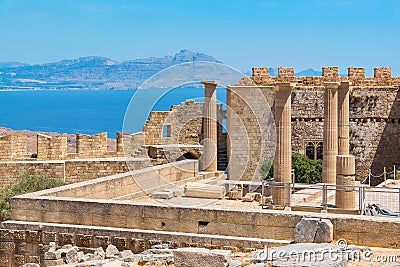 Acropolis in Lindos. Rhodes, Greece Stock Photo