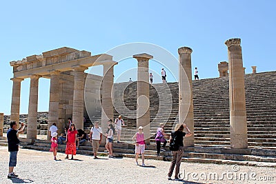 Acropolis of Lindos Editorial Stock Photo