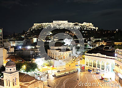 Acropolis at night, Athens, Greece Editorial Stock Photo