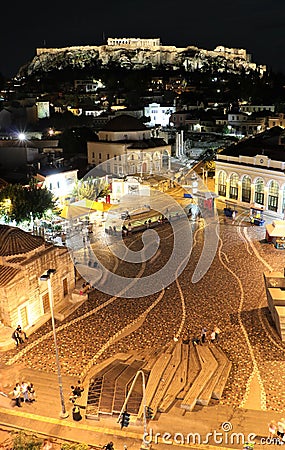 Acropolis at night, Athens, Greece Editorial Stock Photo