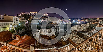 Acropolis by night panorama Editorial Stock Photo