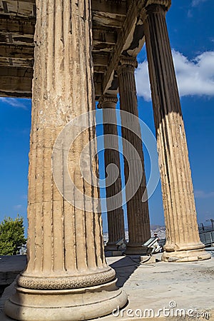 Acropolis Parthenon of Athens in Greece Column Pillar Close Up Editorial Stock Photo
