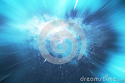 Across the universe. Traveling in space. Time travel. Scene of overcoming the temporary space in cosmos. 3d rendering Stock Photo