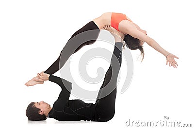 Acroyoga, high Flying Whale Stock Photo