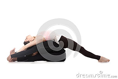 Acroyoga, paschimotanasana Stock Photo