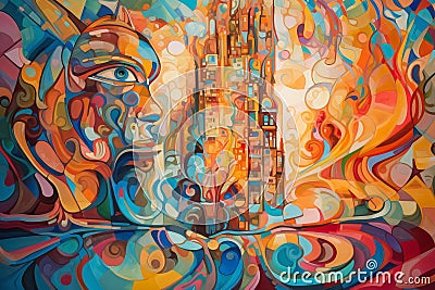 Acrylic abstract background colorful matrix Generative AI Stock Photo