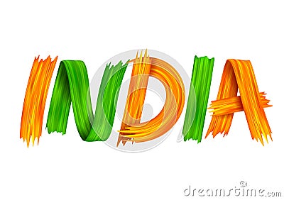 Acrylic brush stroke Tricolor banner with Indian flag for 15th August Happy Independence Day of India background Vector Illustration