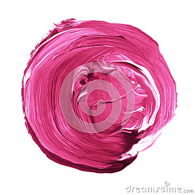 Acrylic circle isolated on white background. Pink, light purple round watercolor shape for text. Element for different design Stock Photo