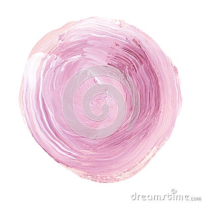 Acrylic circle isolated on white background. Pink, light purple round watercolor shape for text. Element for different design Stock Photo