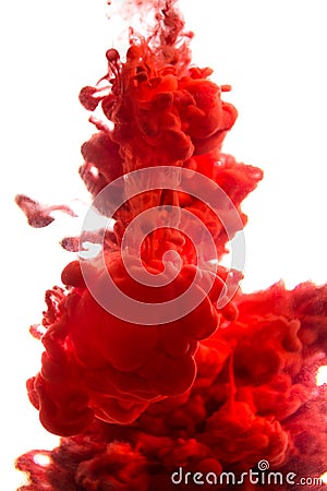 Acrylic colors and ink in water. Abstract frame background. Isolated on white. Stock Photo