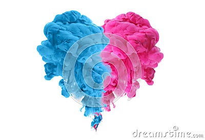 Acrylic colors in water. Ink blot. Abstract background. Isolation. Broken heart concept Stock Photo