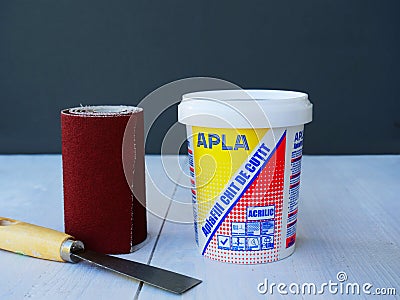 Acrylic glazing putty for wood and metal Editorial Stock Photo