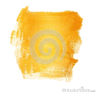 Acrylic gold brush strokes with texture paint stains. isolated , hand painted Stock Photo