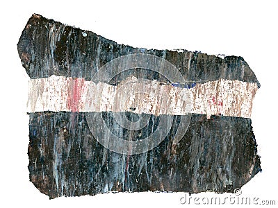 Acrylic illustration, abstract drawingof a stone in black and white colors with a stripe Cartoon Illustration