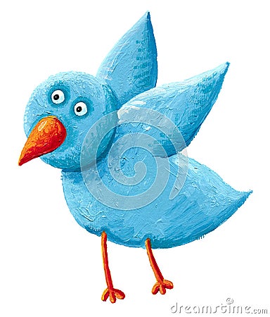 Light blue bird with orange beak Cartoon Illustration