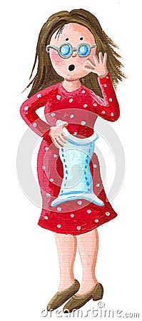 Mother with diaper Cartoon Illustration