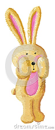 Surprised cute little rabbit Cartoon Illustration