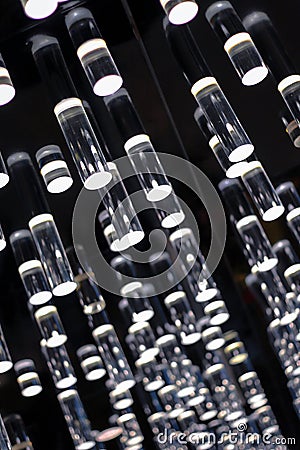 Acrylic lamps on the ceiling. Abstract background Stock Photo