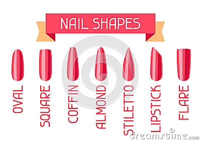 Acrylic nail shapes set. Vector Illustration