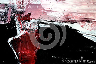 red black colors on canvas. Abstract art background. Color texture. Fragment of artwork. abstract painting on canvas Stock Photo