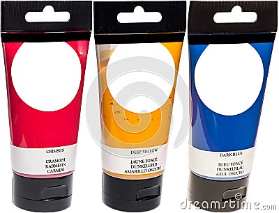 Acrylic Paint Tubes Stock Photo