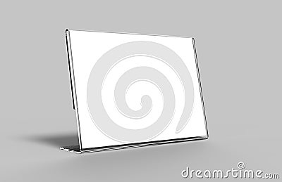 Acrylic Poster Menu Holder Perspex Leaflet Display Stand A3 A4 A5 A6 A7 A8 & A9. 3d render illustration. Stock Photo