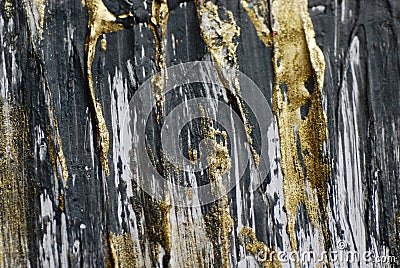 Acrylic texture canvas paint color gold rust glitter green bright artwork drawing Stock Photo