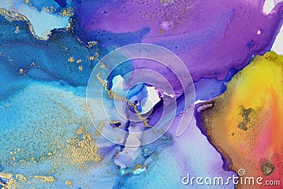 Acrylic, watercolor, ink colors blots. Abstract background. Marble texture Stock Photo