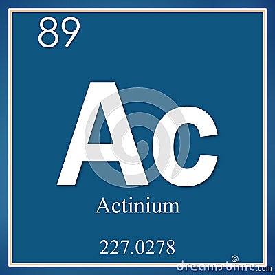 Actinium chemical element, blue square symbol Stock Photo